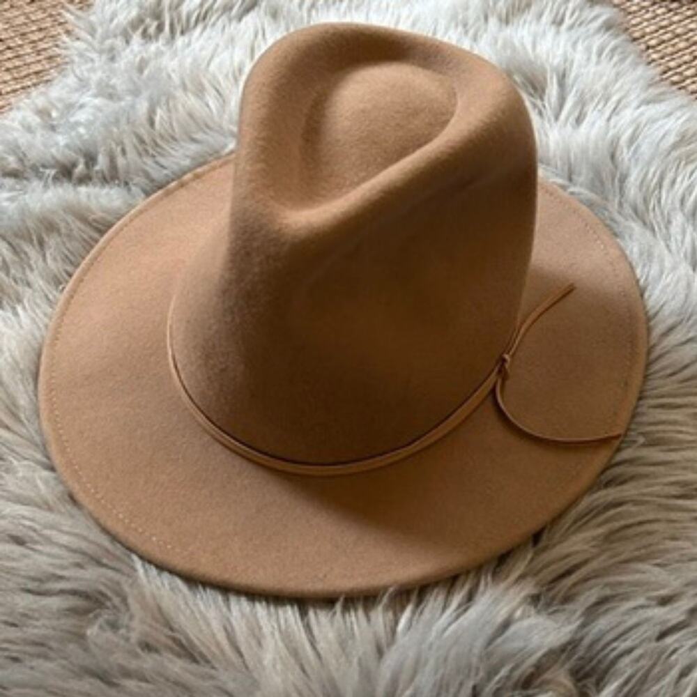 Camel Wool Fedora Hat Wide Brim NWOT